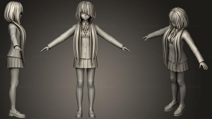Статуэтки девушки (Куруми Токисаки, STKGL_0300) 3D модель для ЧПУ станка